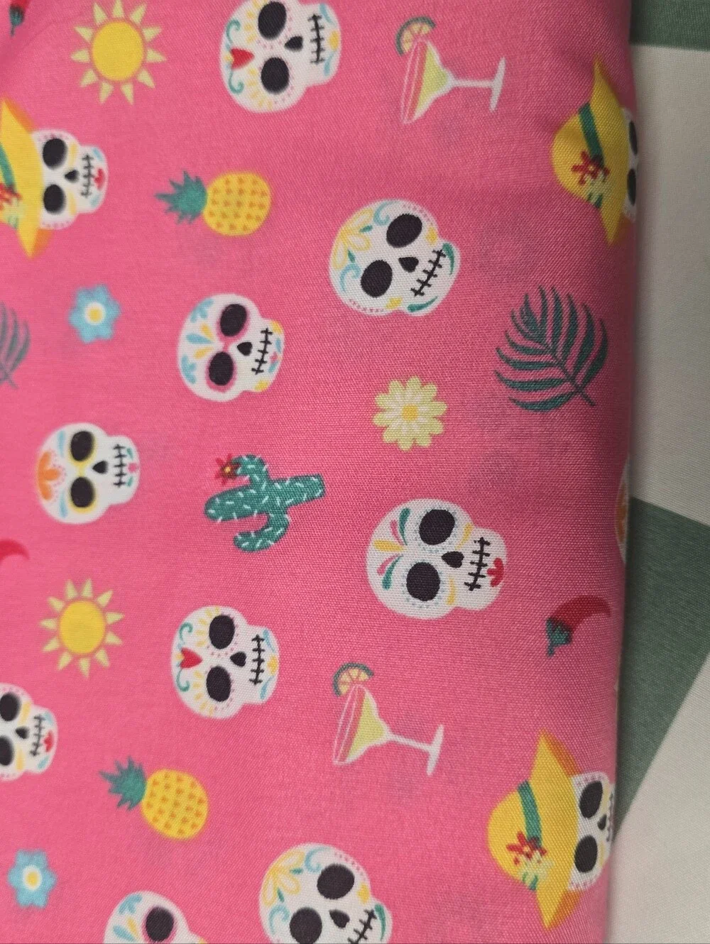 Pink Sugar Skull Print Flat Sheet
